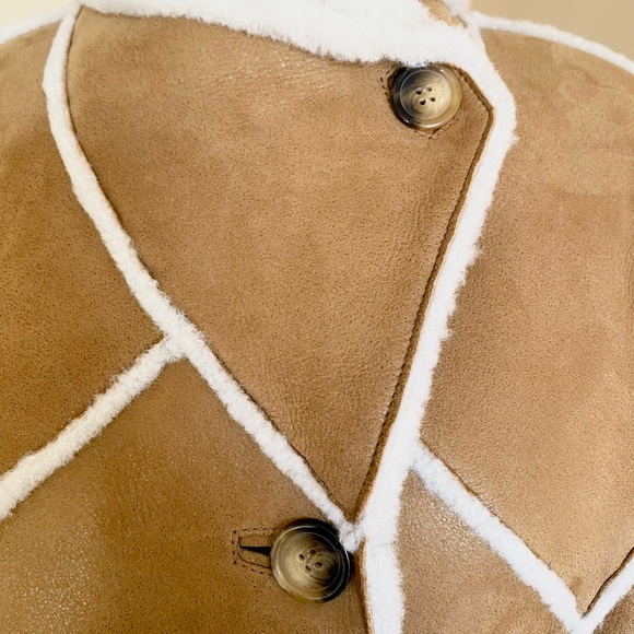 NWT Maje Tan and Cream Lamb Shearling Jacket- Gabelo jacket in Camel size 38 - Picture 5 of 16